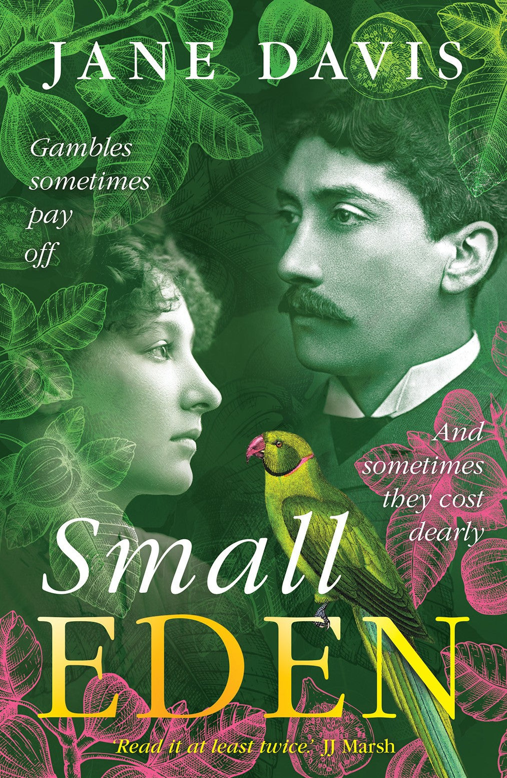 Book cover of 'Small Eden' by Jane Davis with a vintage-style portrait and foliage.